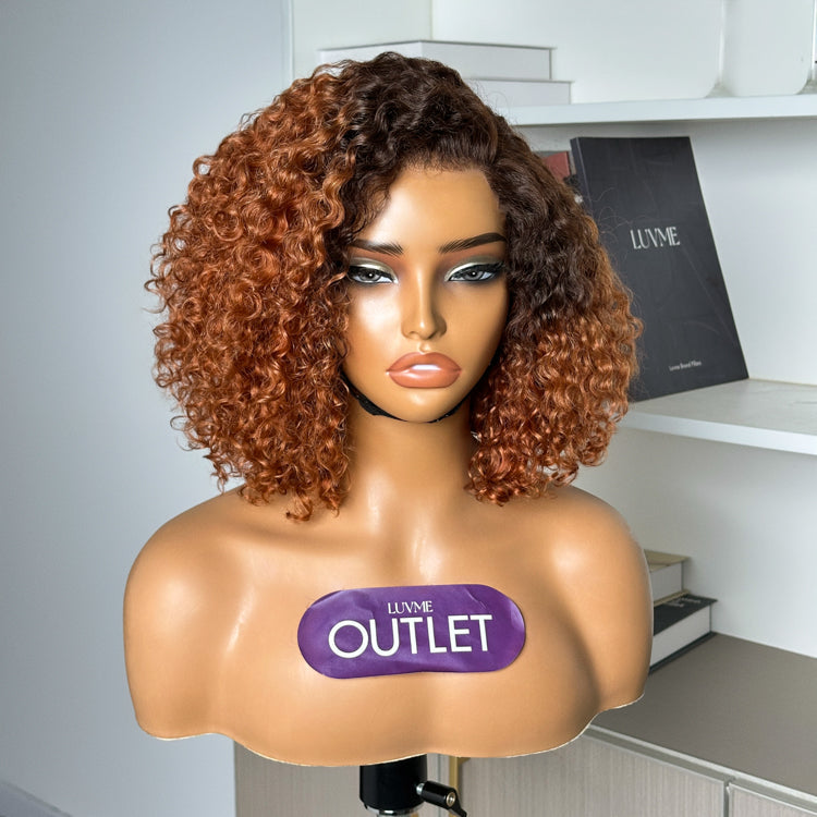 Worth | Ombre Brown Curly Minimalist HD Lace Glueless Side Part Wig 100% Human Hair