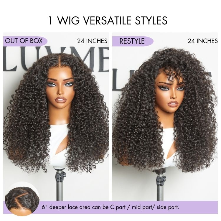 OUTLET | SouthKiss All-Day Comfort™ Wig 180% Density Voluminous & Bouncy Messy Burmese Curly Glueless 7x6 Closure HD Lace Human Hair Wig Pre-Cut Lace