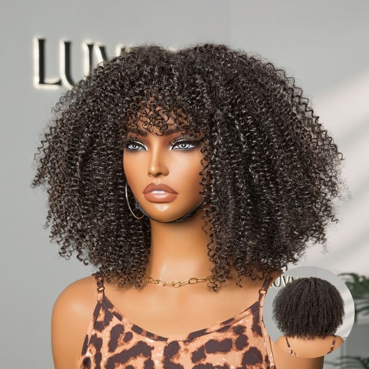 Special Deal | Ready to Go Bouncy Jerry Curl Glueless Minimalist Lace Wig 14 inches with Bangs