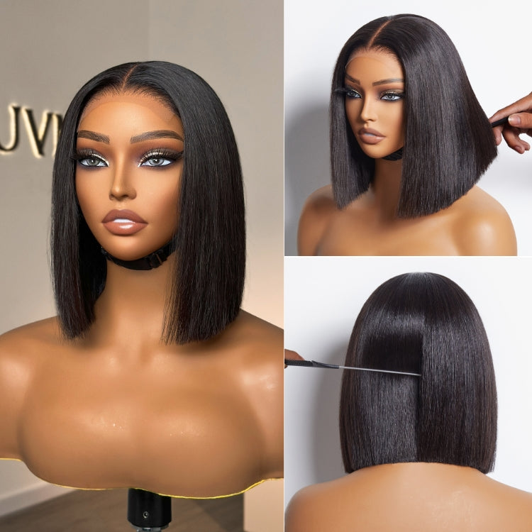 [hlengies]'s Special Link PreMax Wigs | Brown Highlight Silky Blunt Cut Bob Glueless Lace Wig With Pre-Bleached Pre-Plucked Pre-Cut Lace