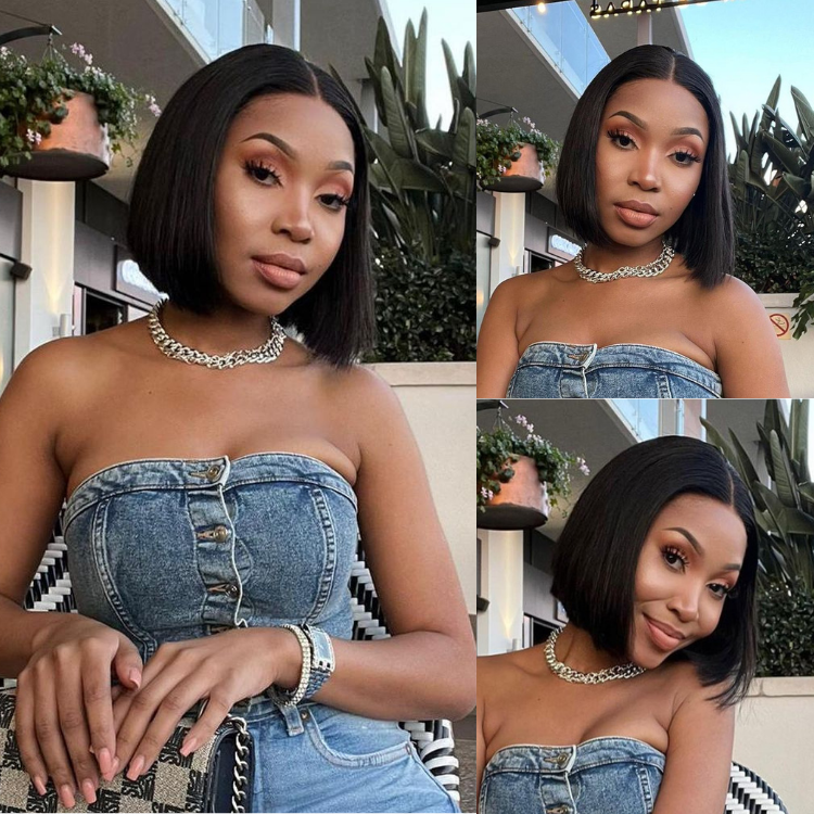 [keneilwe.__]'s Special Link  PreMax Wigs | Brown Highlight Silky Blunt Cut Bob Glueless Lace Wig With Pre-Bleached Pre-Plucked Pre-Cut Lace