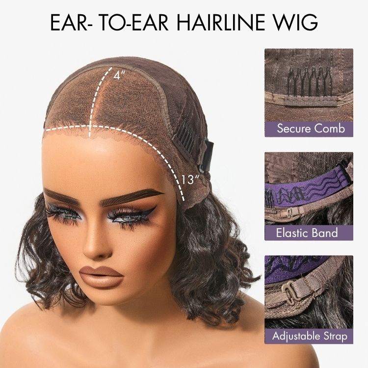 Worth | Lightweight & Voluminous Beach Wave Glueless 13x4 Lace Front Short Wig for Summer Pre-Cut Lace