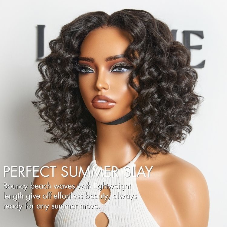 Worth | Lightweight & Voluminous Beach Wave Glueless 13x4 Lace Front Short Wig for Summer Pre-Cut Lace