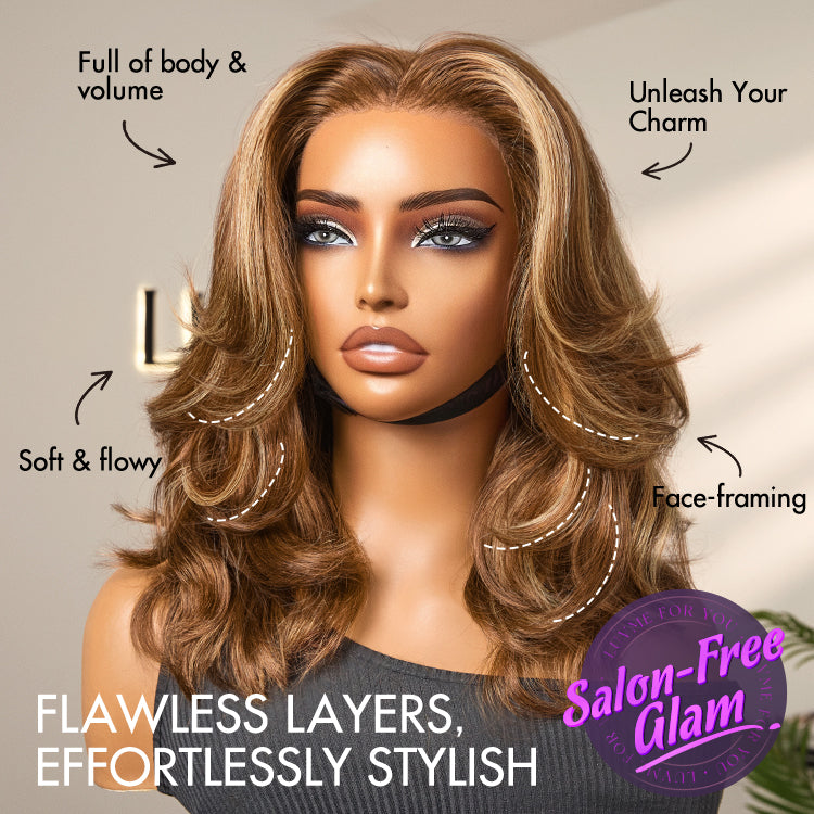 [quvie_m]'s Special Link PreMax Blonde Highlight Layered Body Wave Glueless 13x4 Frontal Lace Long Wig Human Hair Pre-Cut Lace