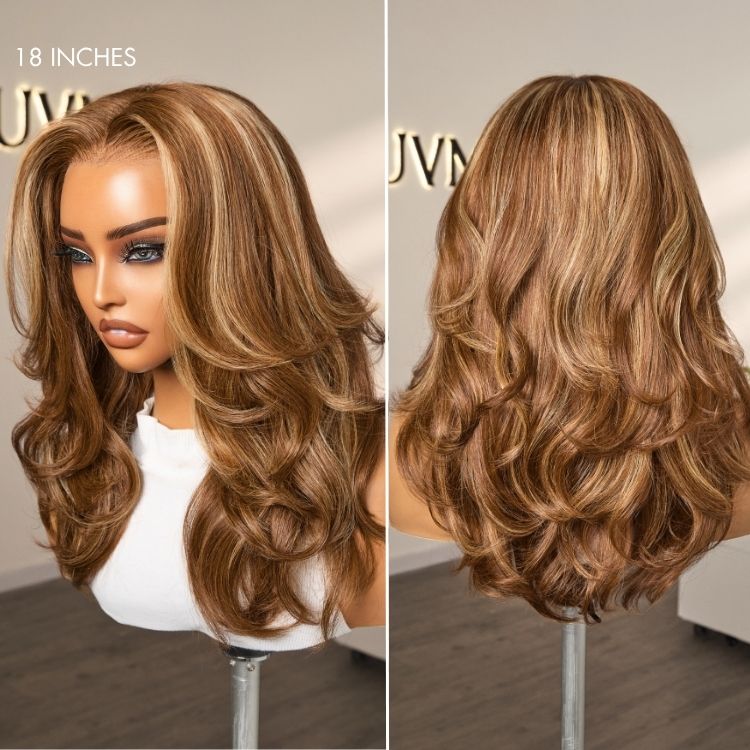 [quvie_m]'s Special Link PreMax Blonde Highlight Layered Body Wave Glueless 13x4 Frontal Lace Long Wig Human Hair Pre-Cut Lace