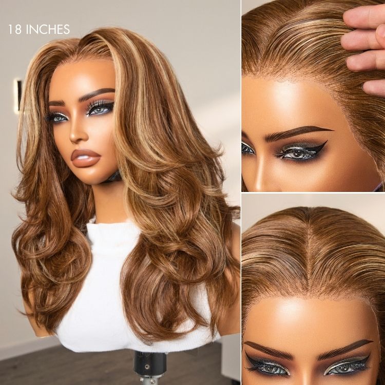 [quvie_m]'s Special Link PreMax Blonde Highlight Layered Body Wave Glueless 13x4 Frontal Lace Long Wig Human Hair Pre-Cut Lace