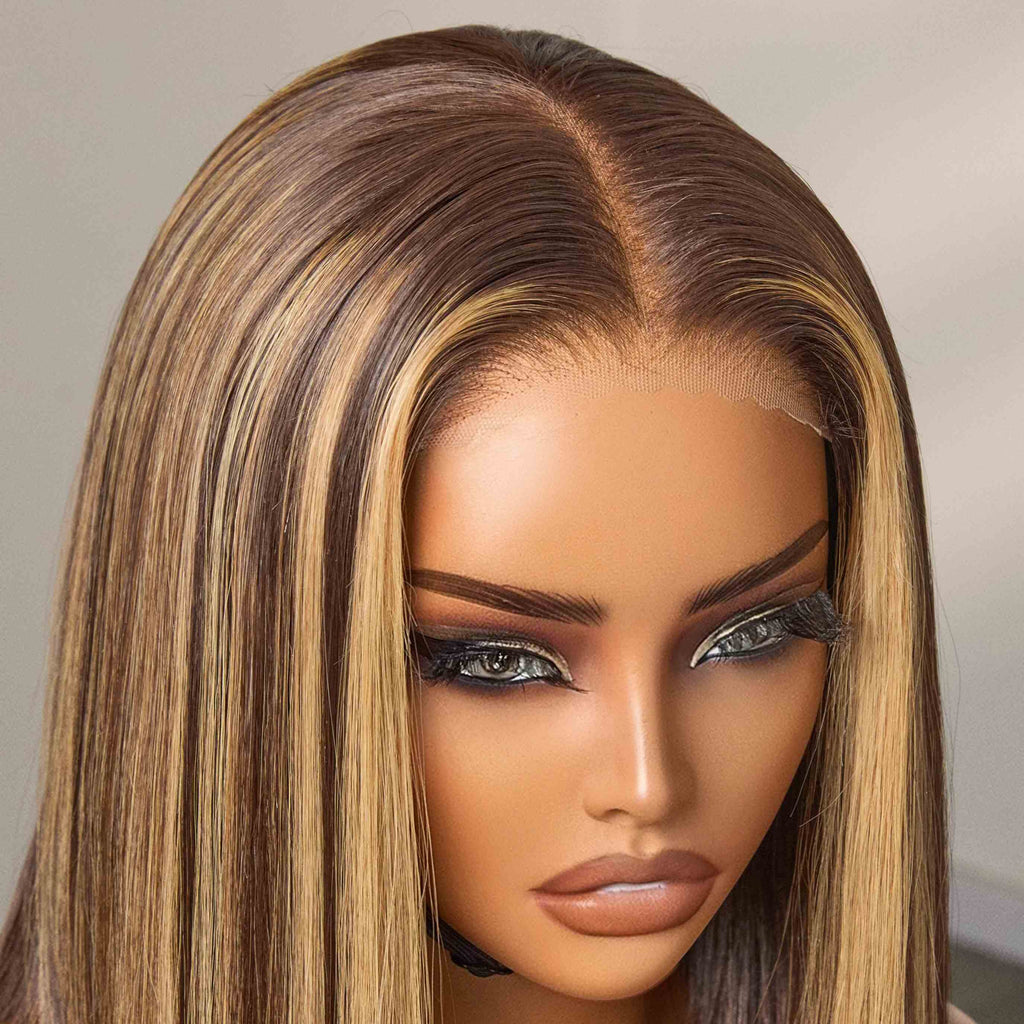 VolumeMAX™ 200% Density Natural Black / Honey Blonde Highlight ReadytoGo Super Double Drawn 4x4 Lace Wig Pre-cut Lace