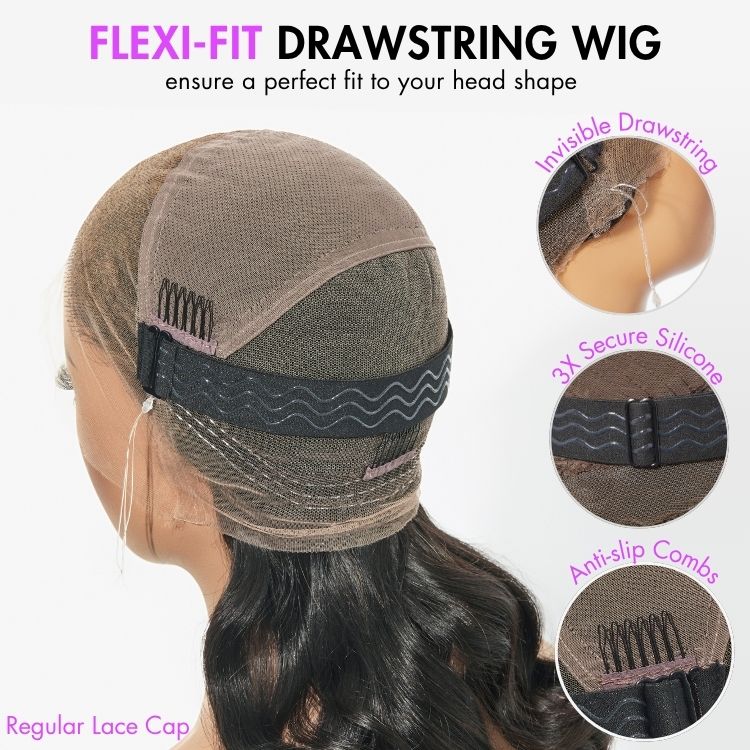 special I Flexi-Fit Invisi Drawstring Cap Full Lace Knotless Boho Curls Braided 26 Inches Long Wig Super Natural Scalp