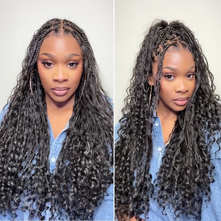 [thembiseete_]'s Special Link Flexi-Fit Invisi Drawstring Cap Full Lace Knotless Boho Curls Braided 26 Inches Long Wig Super Natural Scalp