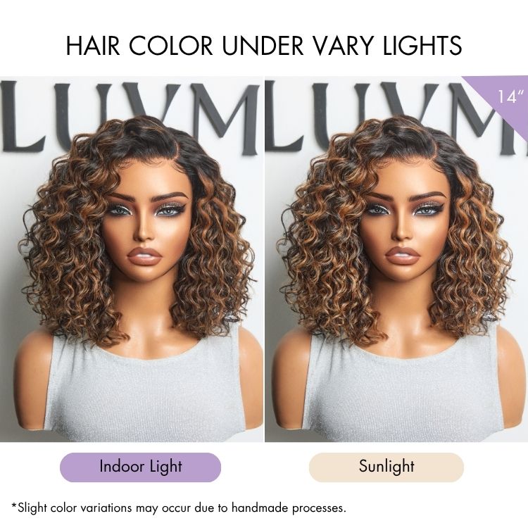 outlet I SouthKiss All-Day Comfort™ Wig Brown Highlight Deep Wave Glueless Minimalist HD Lace Curly Wig Pre-Cut Lace