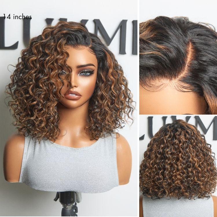 outlet I SouthKiss All-Day Comfort™ Wig Brown Highlight Deep Wave Glueless Minimalist HD Lace Curly Wig Pre-Cut Lace