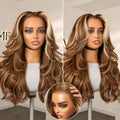 PreMax Blonde Highlight Layered Body Wave Glueless 13x4 Frontal Lace Long Wig Human Hair Pre-Cut Lace