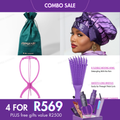 4 For 1 | Plush Bag For Storing wigs + Detangle Brush + Double Layer Silk Sleep Cap + Travel Wig Stand