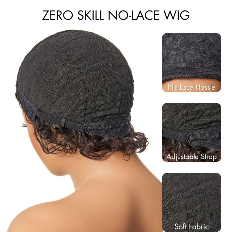 Worth I Beginner Friendly Throw On & Go Short Bouncy Curls with Bangs Glueless Wig 100% Human Hair