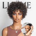 Worth I Beginner Friendly Throw On & Go Short Bouncy Curls with Bangs Glueless Wig 100% Human Hair