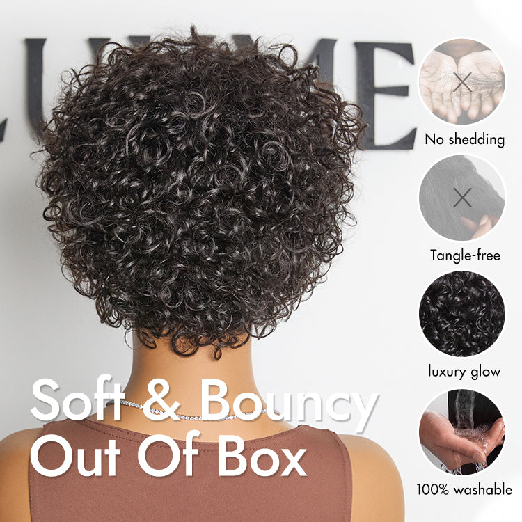 Worth I Beginner Friendly Throw On & Go Short Bouncy Curls with Bangs Glueless Wig 100% Human Hair