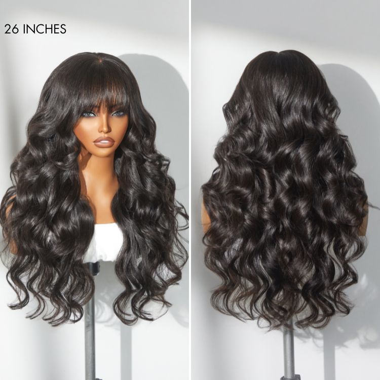 SouthKiss All-Day Comfort™ Wig 180% Density Loose Body Wave Glueless 7x6 Closure HD Lace Human Hair Wig with Bangs Pre-Cut Lace