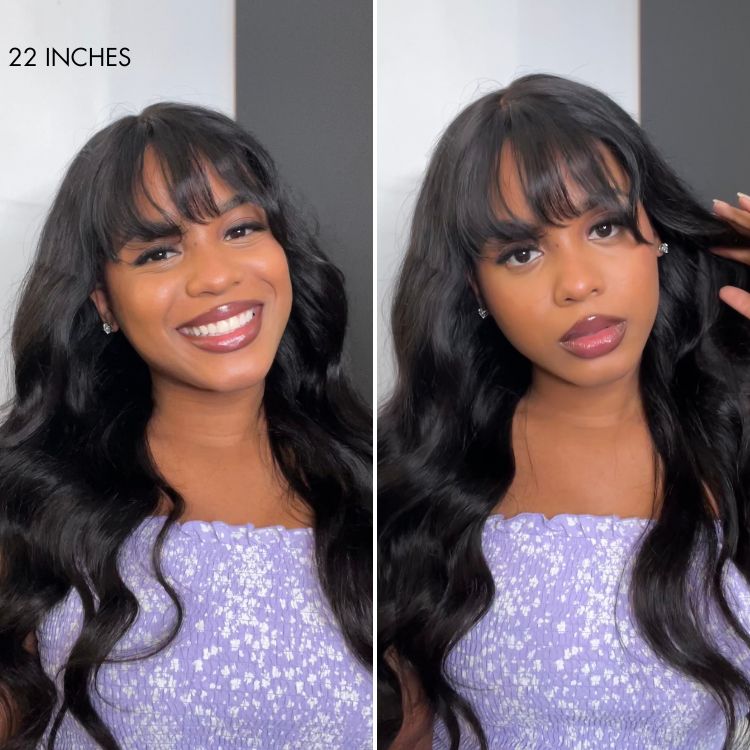 SouthKiss All-Day Comfort™ Wig 180% Density Loose Body Wave Glueless 7x6 Closure HD Lace Human Hair Wig with Bangs Pre-Cut Lace