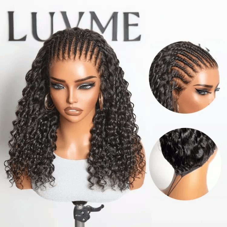 OUTLET | PreMax Wigs Knotless Fulani Braids Deep Wave Glueless Ear-to-ear 13x6 Frontal HD Lace Wig Human Hair Flexi-Fit Drawstring Cap