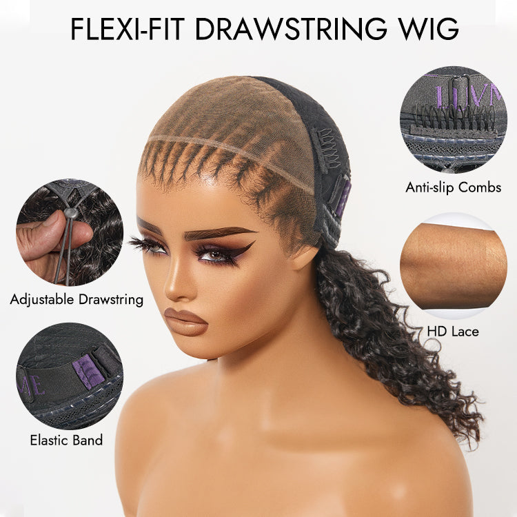 OUTLET | PreMax Wigs Knotless Fulani Braids Deep Wave Glueless Ear-to-ear 13x6 Frontal HD Lace Wig Human Hair Flexi-Fit Drawstring Cap