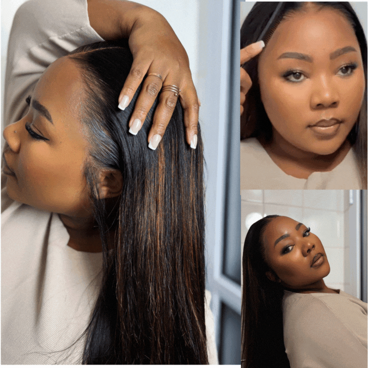 [third_one]'s Special LinkPreMax Wigs | Ultra Natural Hairline Brown Highlight & Natural Black Silky Straight Glueless 13x4 Frontal Lace Long Wig Pre-Cut Lace