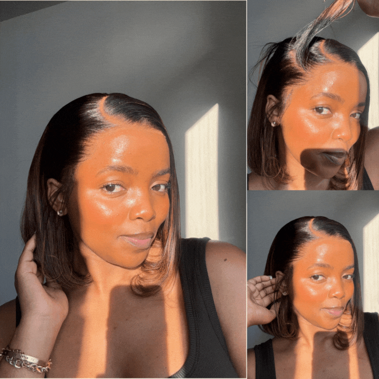 [khafulwanda]'s Special LinkPreMax Wigs | Brown Highlight Silky Blunt Cut Bob Glueless Lace Wig With Pre-Bleached Pre-Plucked Pre-Cut Lace