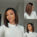 [sivadine_]'s Special LinkPreMax Wigs | Brown Highlight Silky Blunt Cut Bob Glueless Lace Wig With Pre-Bleached Pre-Plucked Pre-Cut Lace