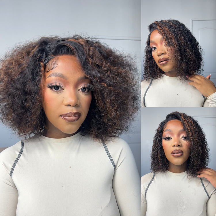 [kamo_leslie]'s Special Link PreMax Wigs | Highlight Brown 180% Density Deep Wave 4x4 Closure Lace Wig Middle Part 100% Human Hair