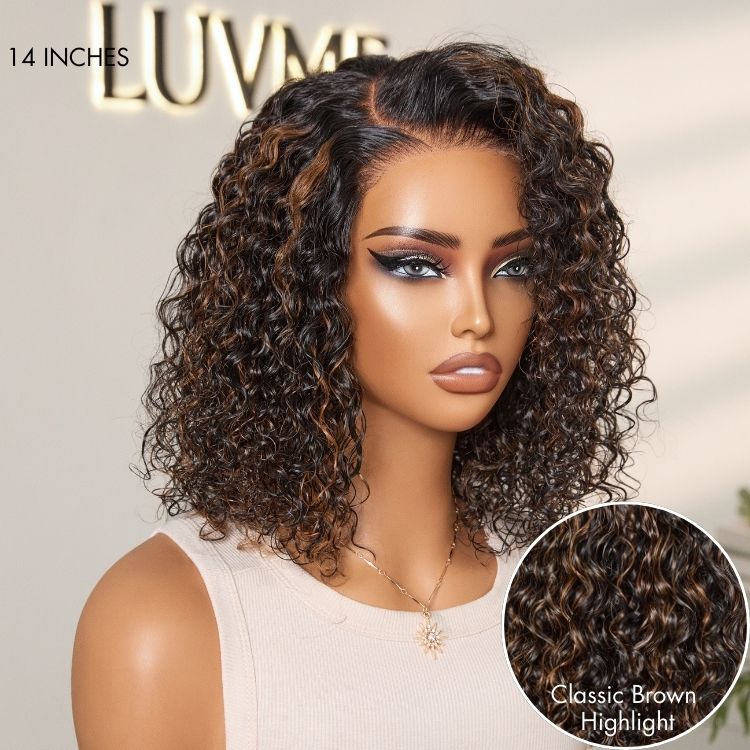Outlet | Wet and Wavy Brown Highlight Glueless 5x5 Closure Pre-Cut Lace Water Wave Wig