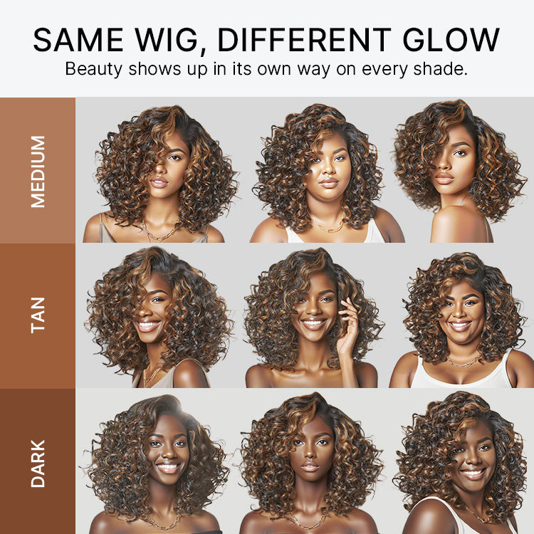 Outlet | Effortless Elegance Copper Highlight Bouncy Curl Wig Minimalist HD Lace Glueless Wig Pre-Cut Lace