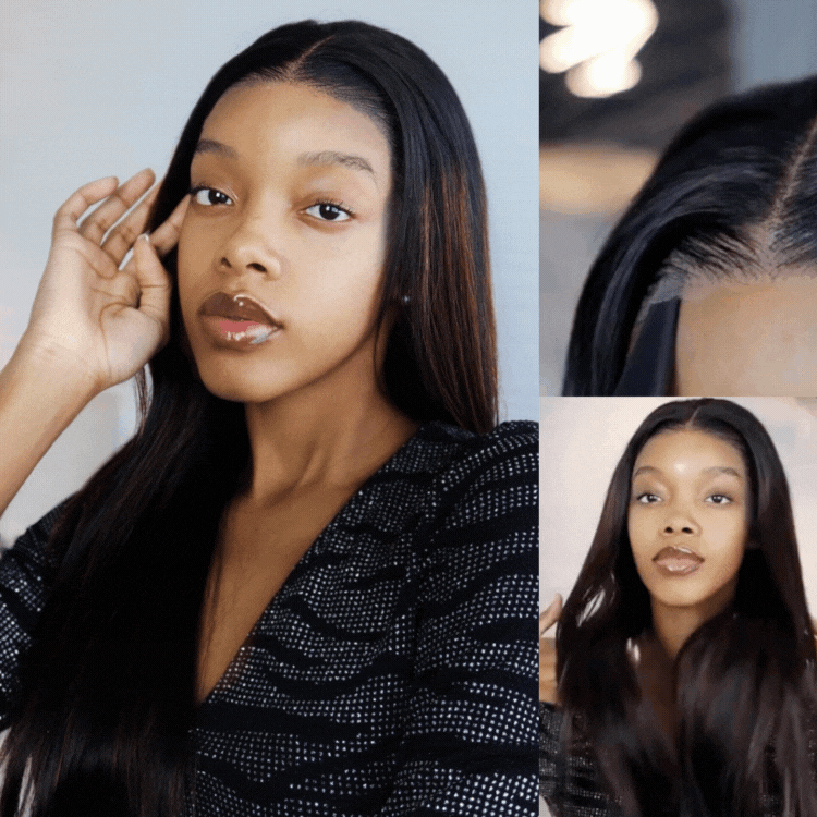 [mrs.khensani.sitoe]'s Special Link PreMax Wigs | Ultra Natural Hairline Brown Highlight & Natural Black Silky Straight Glueless 13x4 Frontal Lace Long Wig Pre-Cut Lace