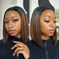 [cynthiamatlaila]'s Special Link PreMax Wigs | Brown Highlight Silky Blunt Cut Bob Glueless Lace Wig With Pre-Bleached Pre-Plucked Pre-Cut Lace