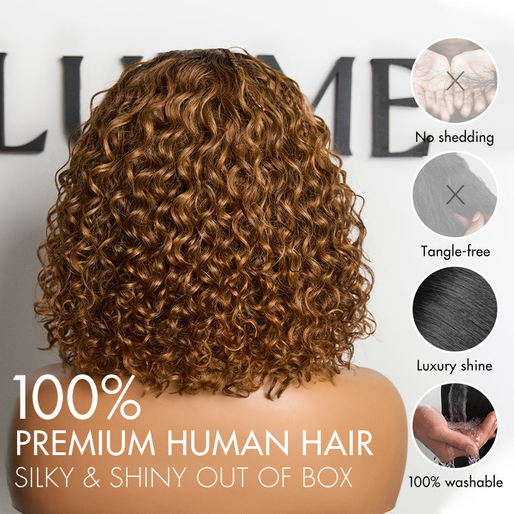[onela_sigobelwana]'s Special Link Ombre Brown Highlight Boho Braids Deep Curly Glueless 5x5 Closure Pre-Cut Lace Short Curly Wig 100% Human Hair