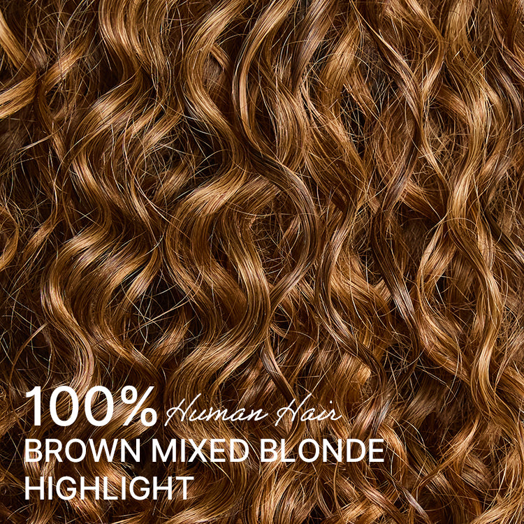 [sibomchunuu]'s Special Link Ombre Brown Highlight Boho Braids Deep Curly Glueless 5x5 Closure Pre-Cut Lace Short Curly Wig 100% Human Hair