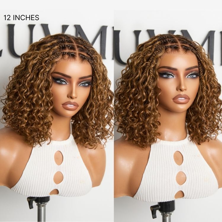 [sibomchunuu]'s Special Link Ombre Brown Highlight Boho Braids Deep Curly Glueless 5x5 Closure Pre-Cut Lace Short Curly Wig 100% Human Hair