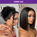 2 For 1 | Glueless 360 Lace Super Natural Hairline Water Wave Free Part Wig+Glueless 4x4 Closure Lace Natural Black Bob Wig