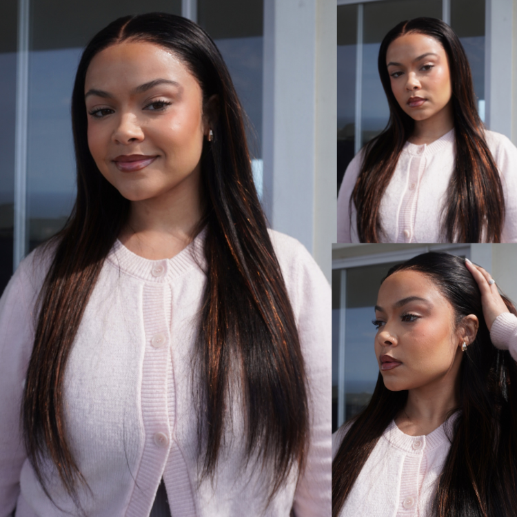 [miss_jeigh]'s Special Link PreMax Wigs | Ultra Natural Hairline Brown Highlight & Natural Black Silky Straight Glueless 13x4 Frontal Lace Long Wig Pre-Cut Lace