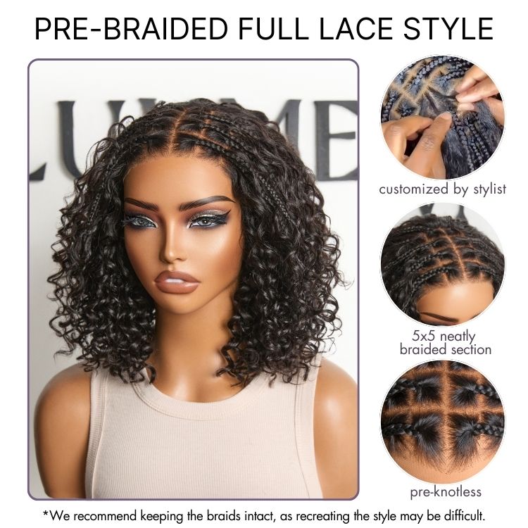 Worth | Readitress™ Boho Braids Deep Curly Glueless 5x5 Closure Lace with Braided Top Human Hair Wig Pre-Cut Lace
