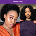 2 For 1 | Natural Afro Glueless Wig + Natural Black Deep Curl Bob Glueless 4x4 Closure Lace Wig