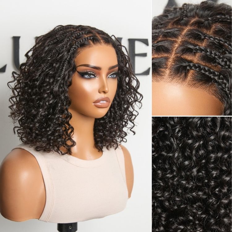 Boho Braids Deep Curly Glueless 5x5 Closure Pre-Cut Lace Short Curly Wig Human Hair