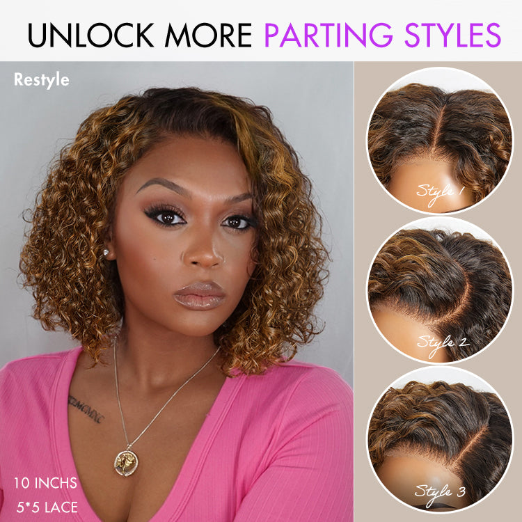 Boho Braids Deep Curly Glueless 5x5 Closure Pre-Cut Lace Short Curly Wig Human Hair
