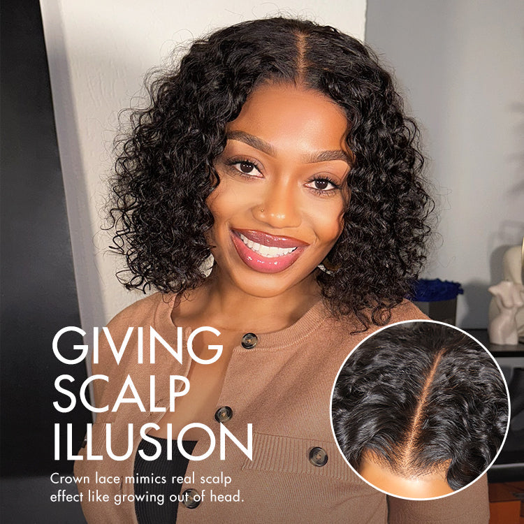 Boho Braids Deep Curly Glueless 5x5 Closure Pre-Cut Lace Short Curly Wig Human Hair