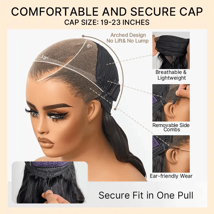 OUTLET | NatureMAX 200% Density Deep Wave Glueless 13x6 HD Lace Front Wig Human Hair Pre-Cut Lace Flexi-Fit Drawstring Cap