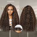 special I SouthKiss All-Day Comfort™ Wig PartingMax Brown Highlights Funmi Curly 7x6 Closure HD Lace Glueless Wig Pre Cut Lace