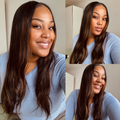 [jackiietarin]'s Special Link PreMax Wigs | Ultra Natural Hairline Brown Highlight & Natural Black Silky Straight Glueless 13x4 Frontal Lace Long Wig Pre-Cut Lace