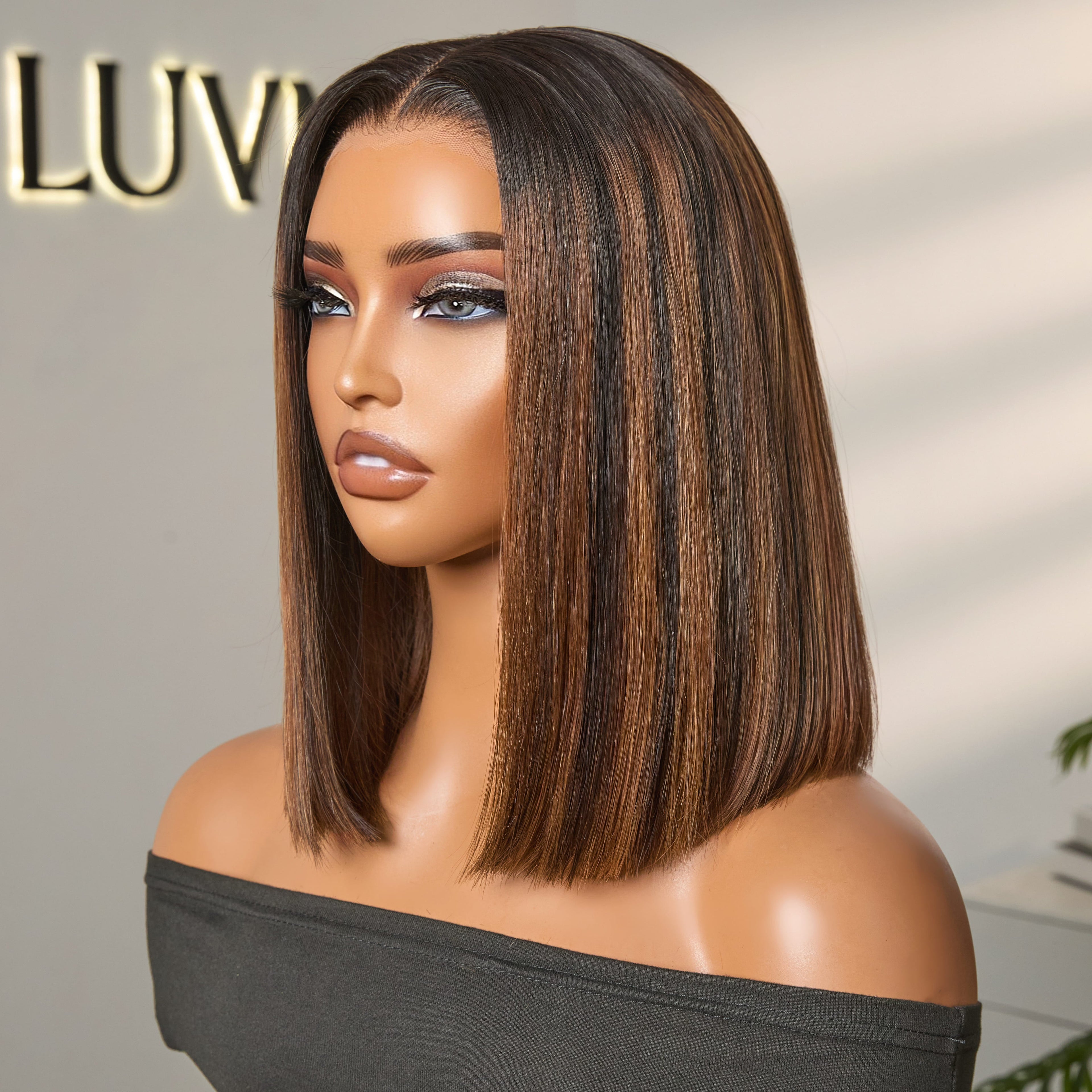VolumeMAX™ 200% Density Natural Black / Honey Blonde Highlight ReadytoGo Super Double Drawn 4x4 Lace Wig Pre-cut Lace