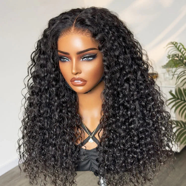 Outlet | Water Wave 4x4 Mid Part Lace Wigs 100% Human Hair