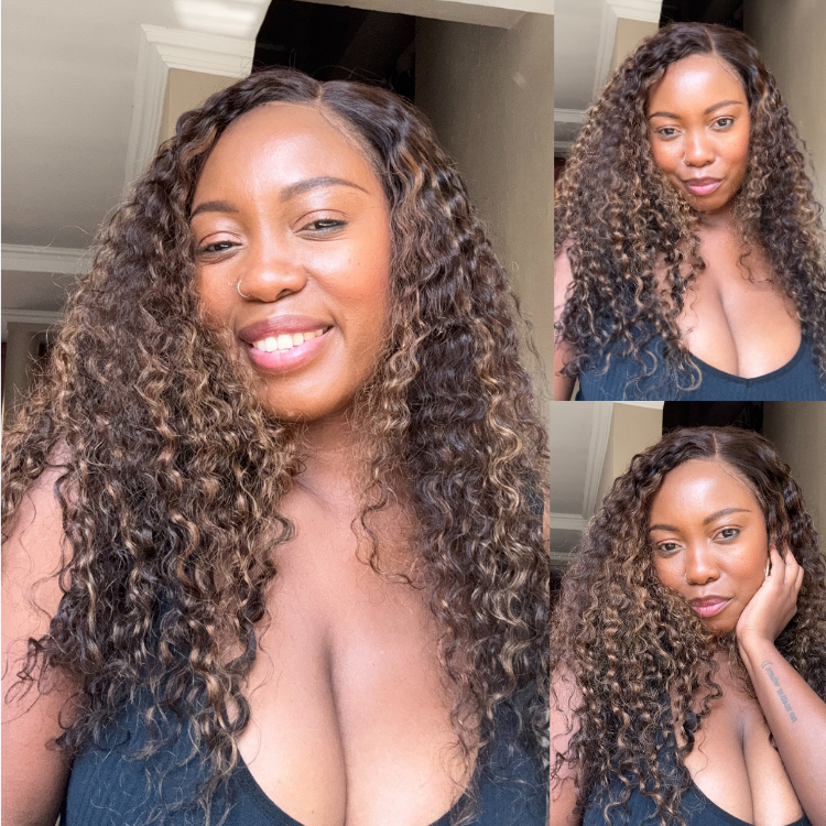 [mandy_ndlangisa]'s Special Link SouthKiss All-Day Comfort™ Wig PartingMax Brown Highlights Funmi Curly 7x6 Closure HD Lace Glueless Wig Pre Cut Lace