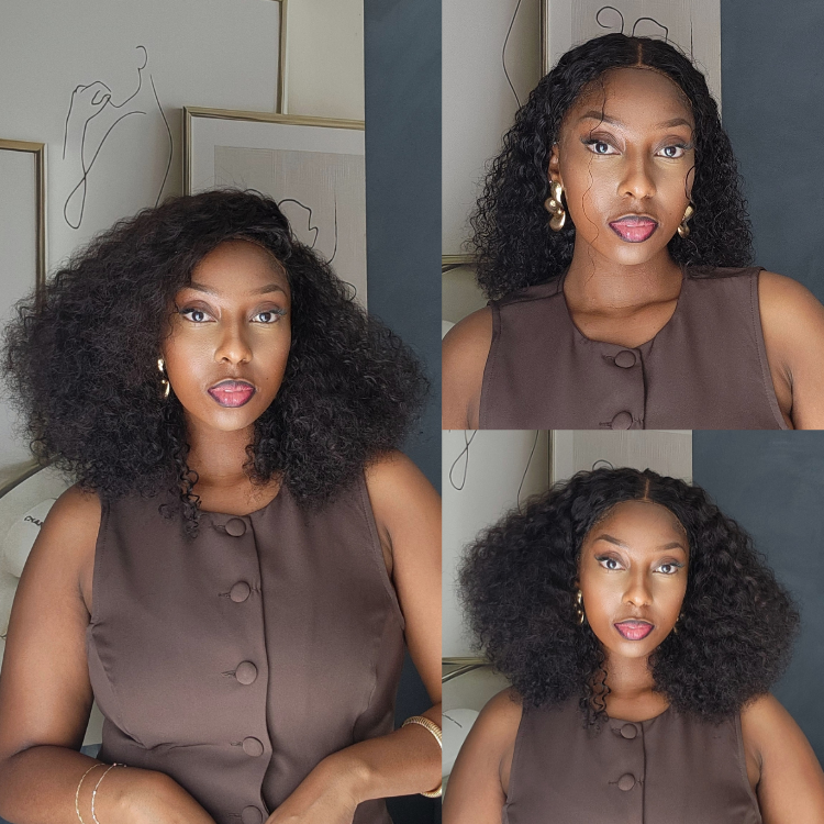 [mokhesengmantai]'s Special Link PreMax Wigs | Highlight Brown 180% Density Deep Wave 4x4 Closure Lace Wig Middle Part 100% Human Hair