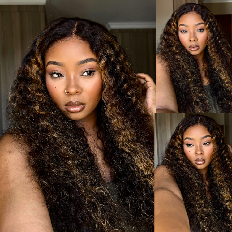 [noluuu_]'s Special Link SouthKiss All-Day Comfort™ Wig PartingMax Brown Highlights Funmi Curly 7x6 Closure HD Lace Glueless Wig Pre Cut Lace